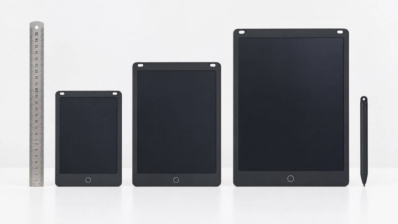 LCD Writing Tablet Screen Sizes: 8.5, 10, 12 Inches and Beyond editorial cover showing LCD writing tablets for B2B buyers.