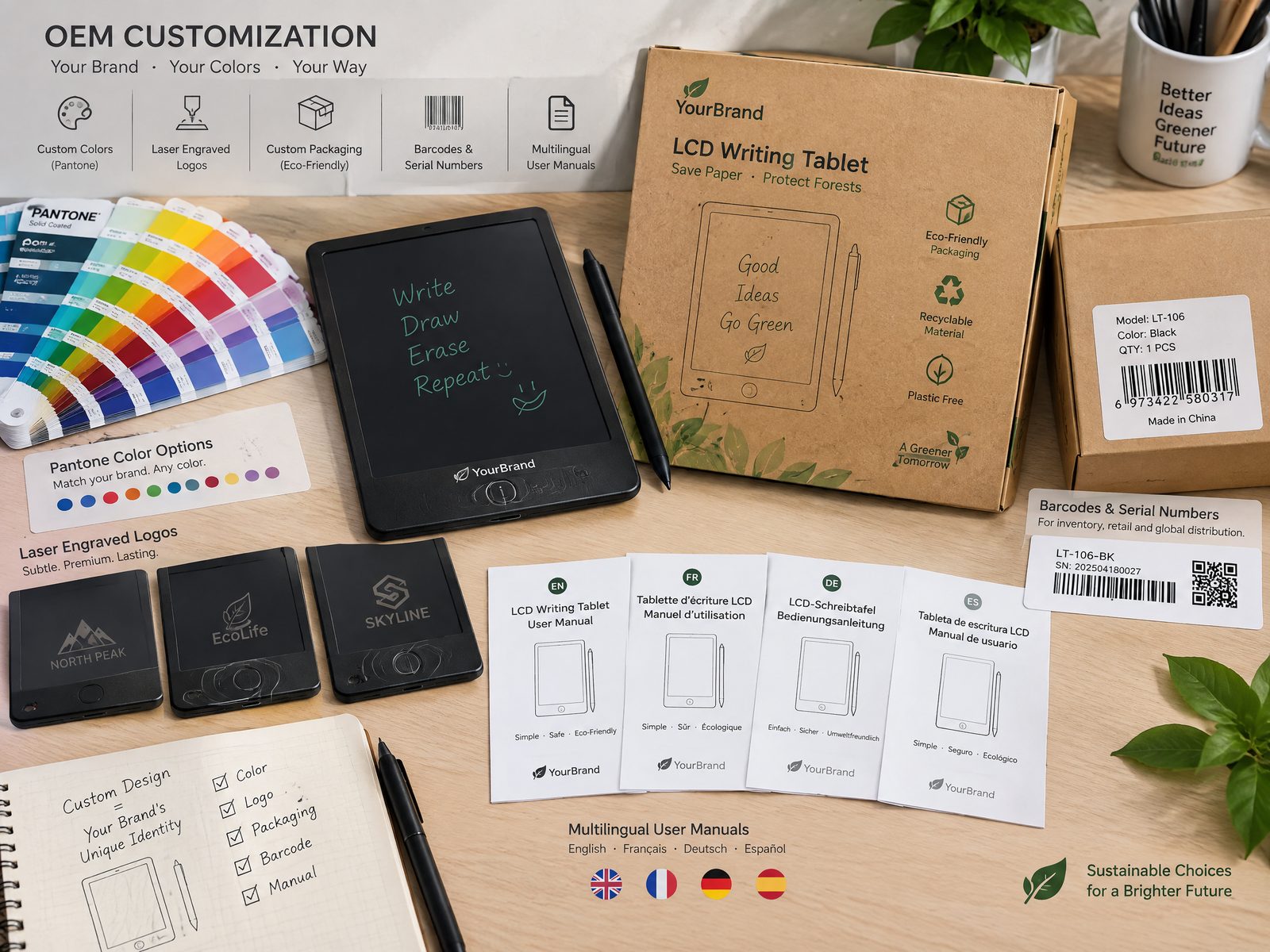 LcdWritingTablet OEM Customization Packaging Pantone and Multilingual Manuals