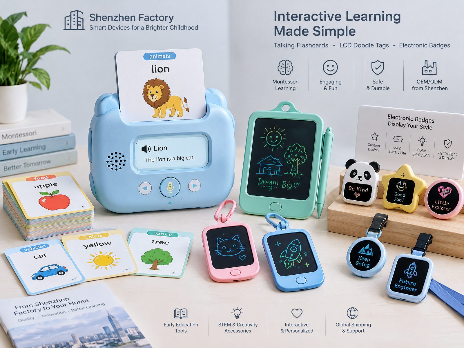 LcdWritingTablet Shenzhen Smart Educational Hardware: Talking Flashcards and Electronic Badges